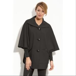 Halogen Black Wool Blend Cape Coat Size S/M
